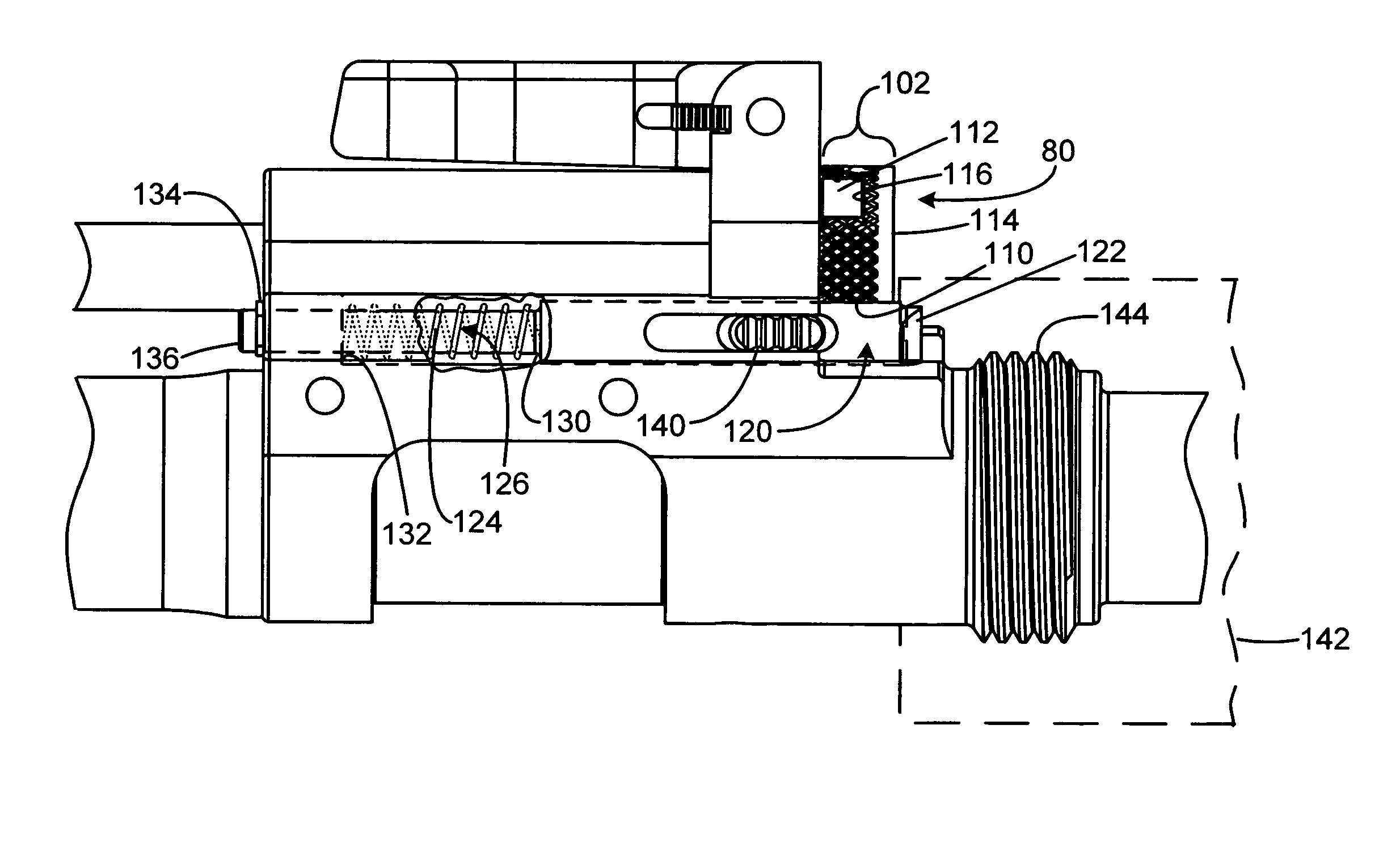 Firearm with gas system accessory latch