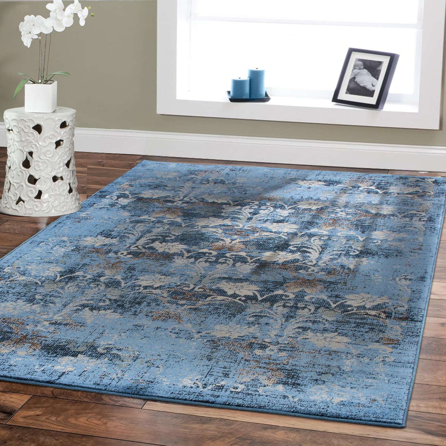 Amazoncom Premium Soft 8x11 Modern Rugs For Dining Room Blue