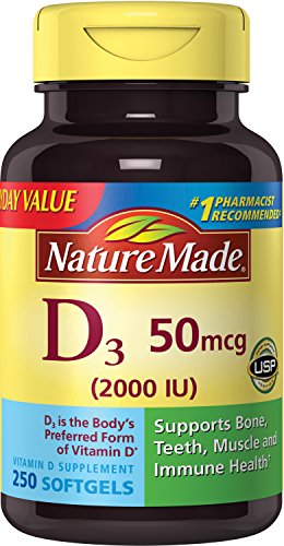 Nature Made Vitamin D3 2000 IU Softgels, 250 Ct