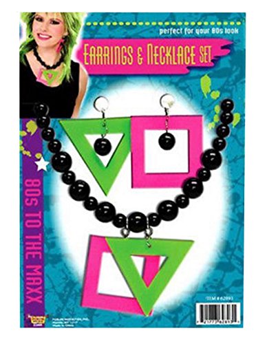 Neon Geometric Earrings and Necklace Set for Womwn