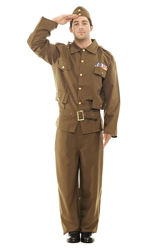 1940s Men’s Costumes: Sailor, Zoot Suits, Gangsters, WW2 Orion Costumes Mens Home Guard Dads Army British War Soldier Fancy Dress Costume Brown  AT vintagedancer.com