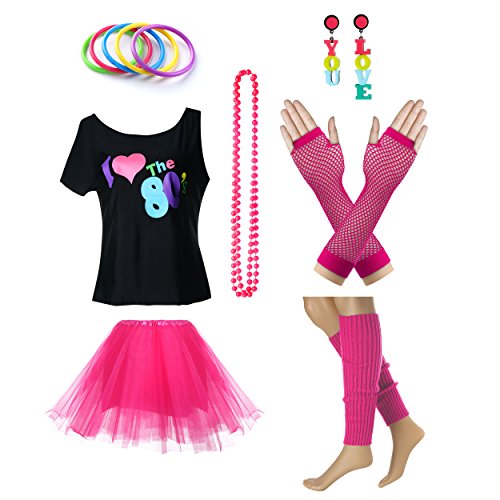 I Love 80s T-shirt, Skirt and Accessories Set for Women