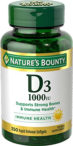 Nature's Bounty Vitamin D3 1000 IU Softgels, 350 Softgels