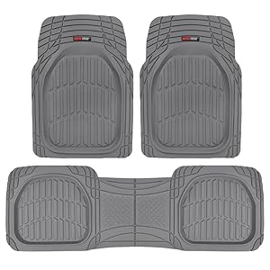 Motor Trend MT-923-GR Flextough Contour Liners - Deep Dish Heavy Duty Rubber Floor Mats for Car SUV Truck and Van - All Weather Protection, Gray