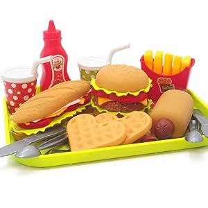 U DREAM Pretend Play Food Set , Removable Food Toys Burger Combo and Assortment