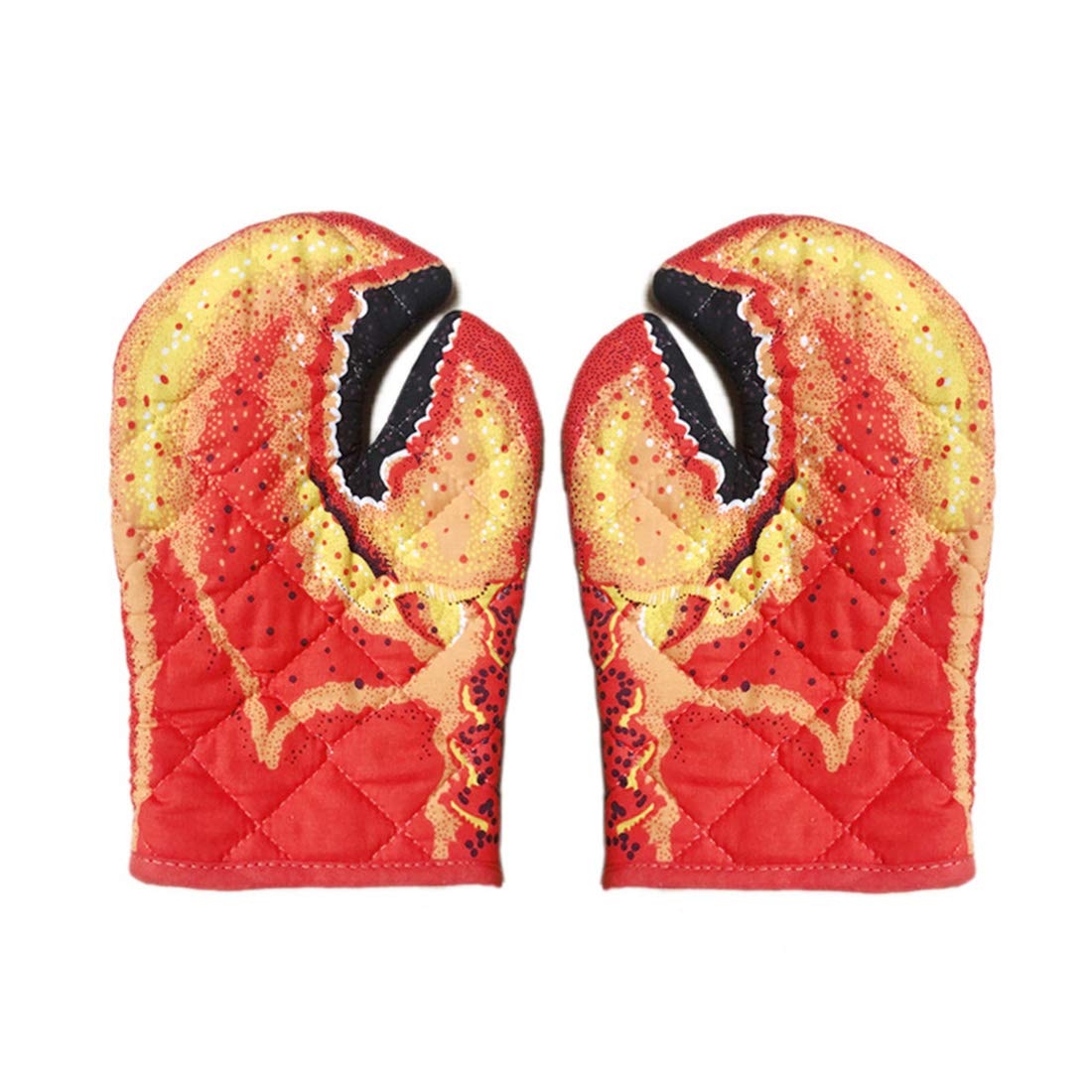 Outerdreamer Lobster Claw Design Oven Microwave Mitts Kitchen Gloves Cute Oven Gloves Anti-Heat Baking Gloves Cotton Lining Mitts Kitchen Gifts Set