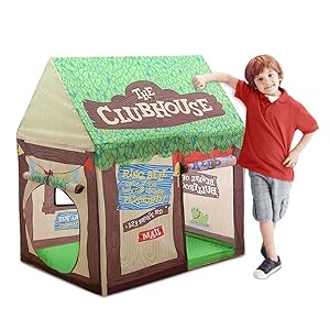 Swehouse Clubhouse Tent Kids Play Tents for Boys School Toys for Indoor and Outdoor Games Children Playhouse with Roll-up Door and Windows