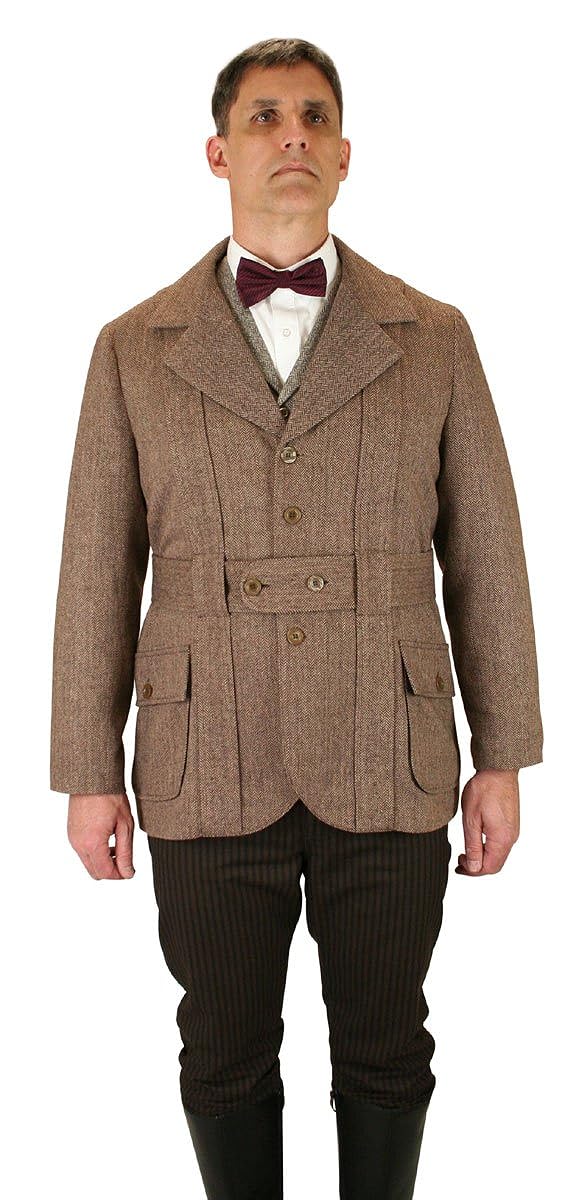 1920s Mens Suits | Gatsby, Gangster, Peaky Blinders Mens Norfolk Wool Blend Herringbone Tweed Jacket  AT vintagedancer.com