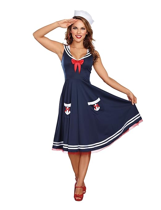 Rockabilly Dresses | Rockabilly Clothing | Viva Las Vegas Dreamgirl Womens All Aboard Costume  AT vintagedancer.com