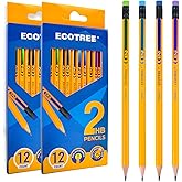 ECOTREE Pencils #2 Wood-Cased HB Pencils, Pre-sharpened Number 2 Pencils for Office School Supplies, Yellow, Stocking Stuffer