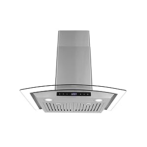 Cosmo COS-668WRCS75 Pro-Style Wall Mount Range Hood 30 inch 760 CFM Tempered Glass Ducted Exhaust Vent, 3 Speed Fan Stainless Steel