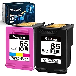 Valuetoner Remanufactured Ink Cartridges Replacement for HP 65XL 65 XL N9K04AN for Envy 5055 5052 5058 DeskJet 3755 2655 3720 3722 3723 3752 3758 2652 2624 High Yield (1 Black, 1 Color)