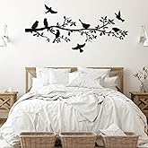 Youyole 5 Pcs Metal Wall Art Birds on The Branch Metal Wall Art Decor Hanging Leaves with Birds Ornament Silhouette for Indoo