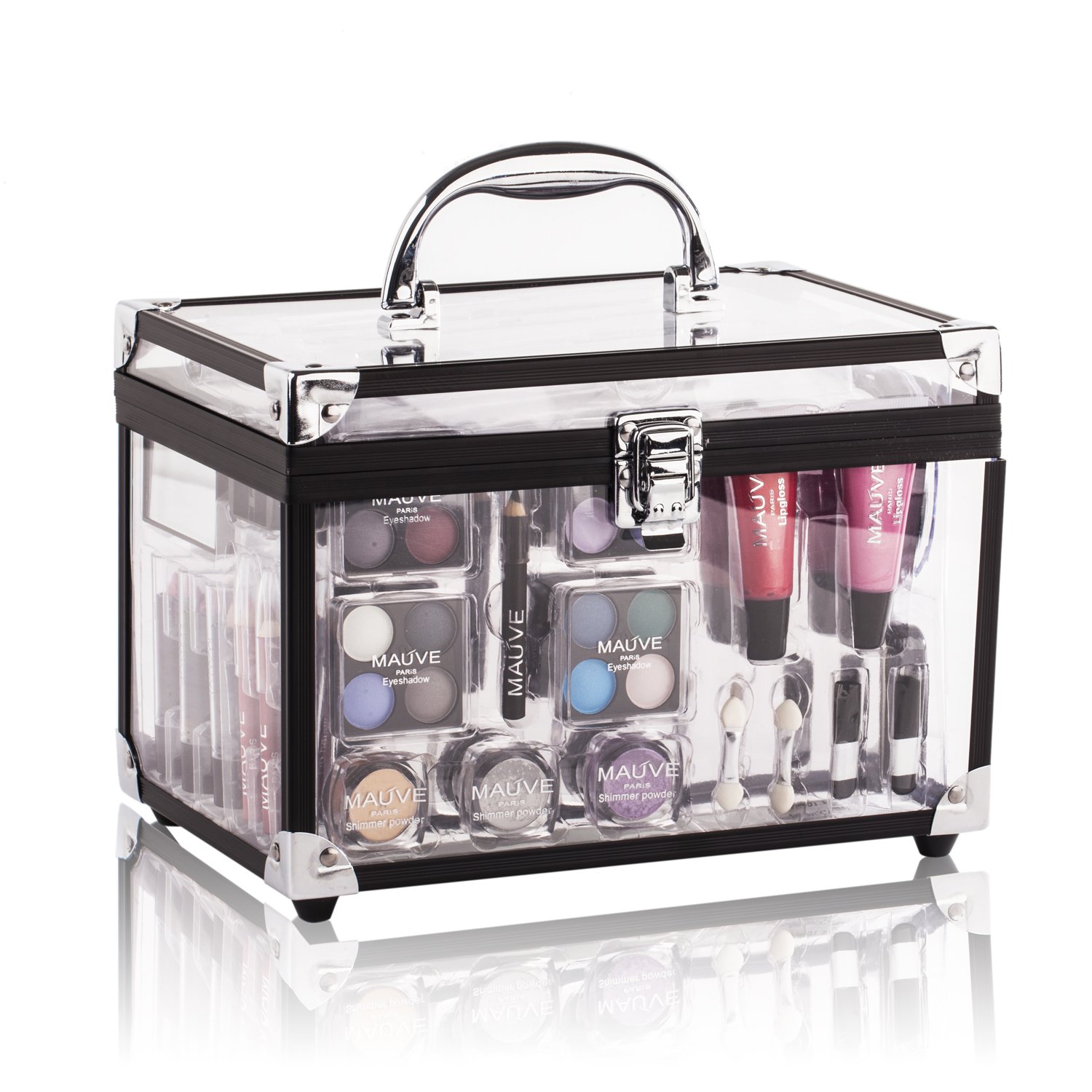 Maúve Professional Makeup Kit - Eyeshadow,Pedicure,manicure With Black Trim Clear Case MU10