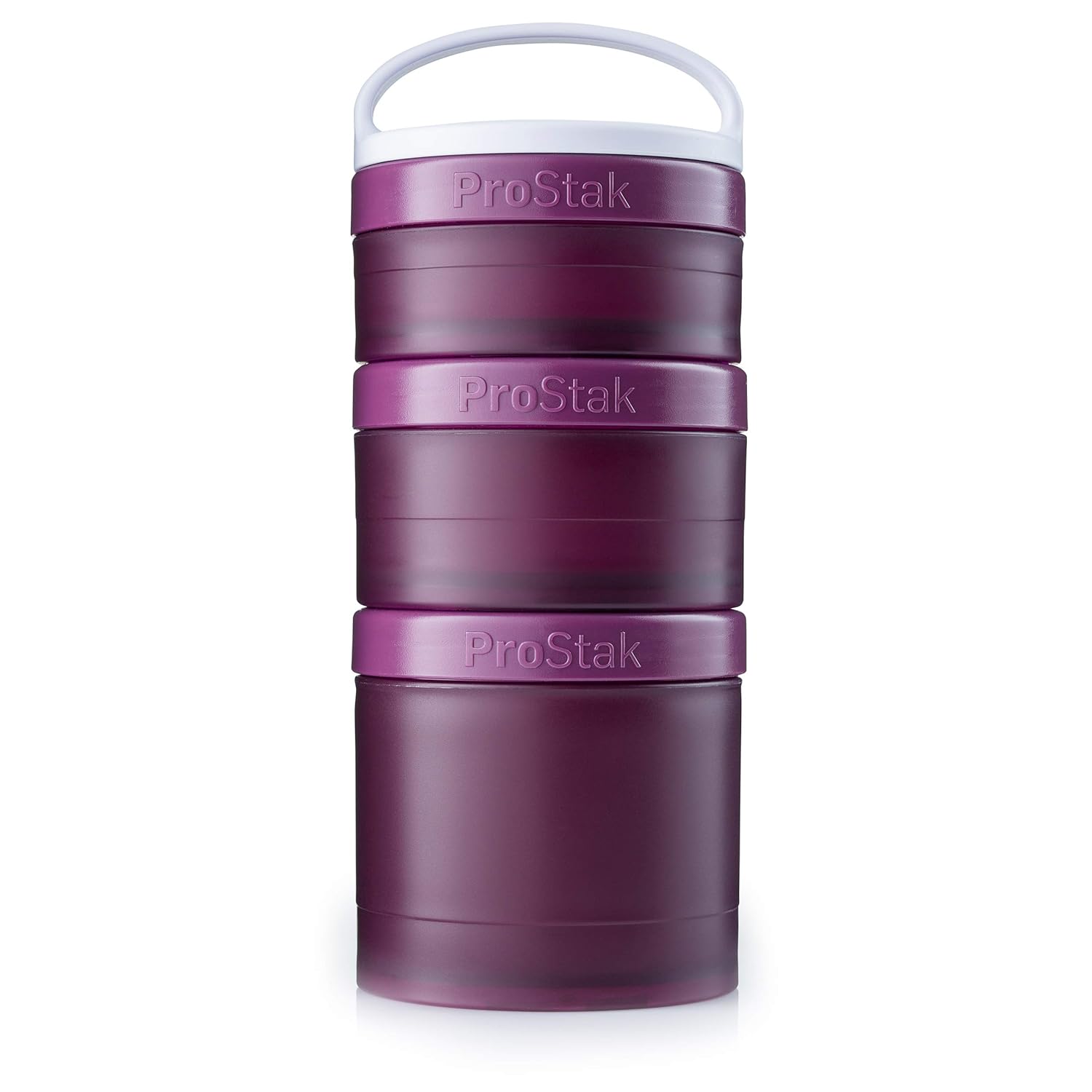 BlenderBottle ProStak Twist n’ Lock Storage Jars Expansion 3-Pak with Removable Handle, Plum