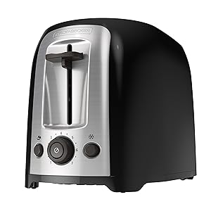 BLACK+DECKER 2-Slice Extra Wide Slot Toaster, Classic Oval, Black with Stainless Steel Accents, TR1278B