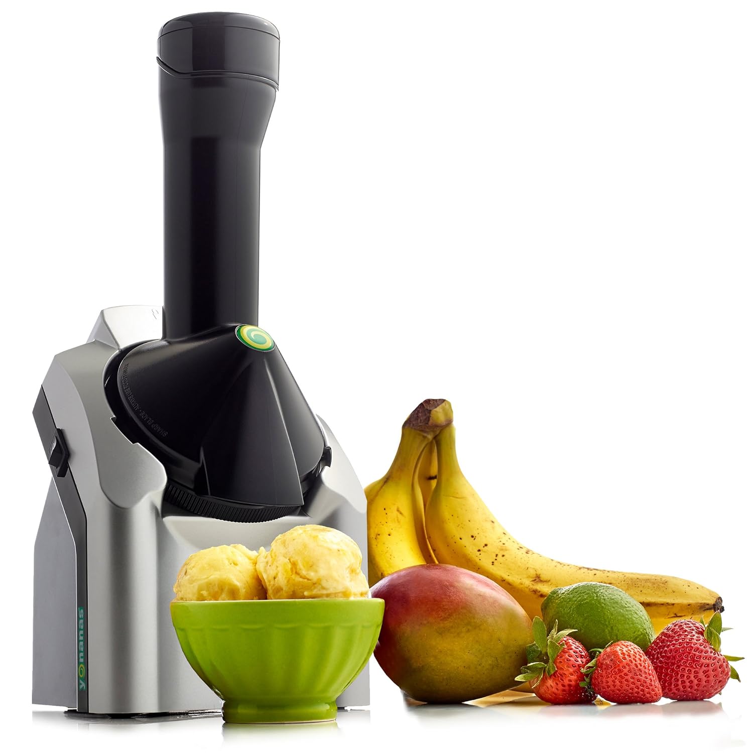 Yonanas 902 Classic Original Healthy Dessert Fruit Soft Serve Maker Creates Fast Easy Delicious Dairy Free Vegan Alternatives to Ice Cream Frozen Yogurt Sorbet Includes Recipe Book BPA Free, Silver