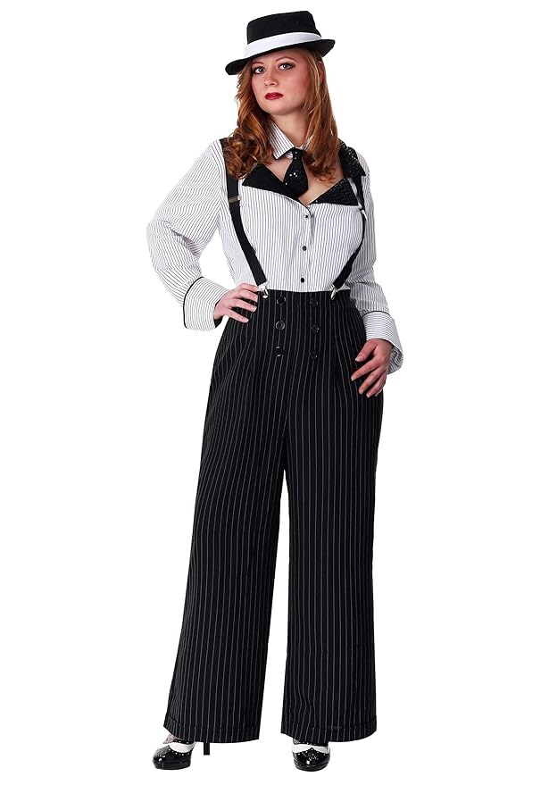 1930s Wide Leg Pants, Overalls, Beach Pajamas, Shorts Plus Size Pinstripe Gangster Costume  AT vintagedancer.com