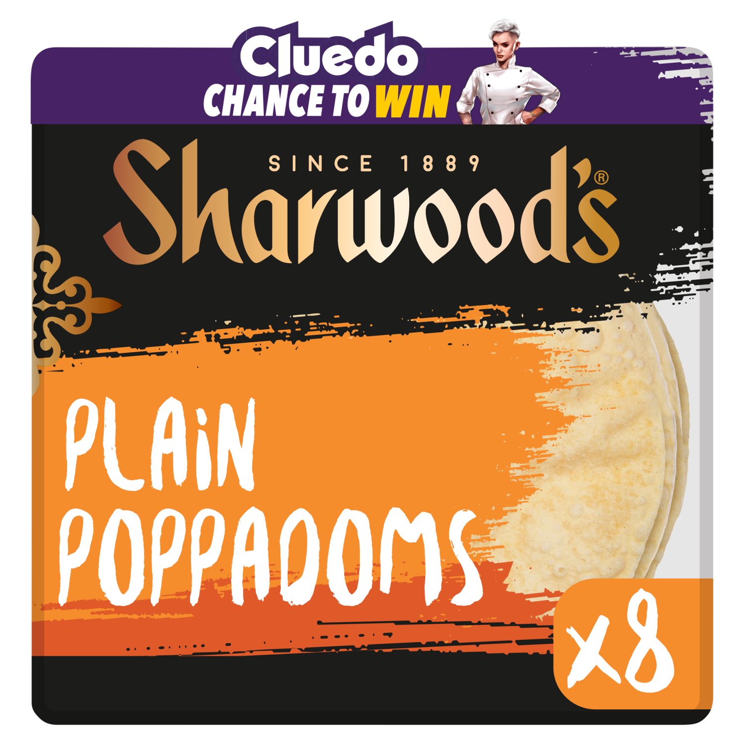 Sharwood's Plain Poppadoms 8 pack (72 g)