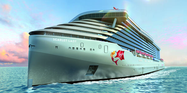 Artist rendering of Scarlet Lady (Image: Virgin Voyages)