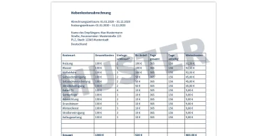 Hier sehen Sie als Musterdokument eine Nebenkostenabrechnung