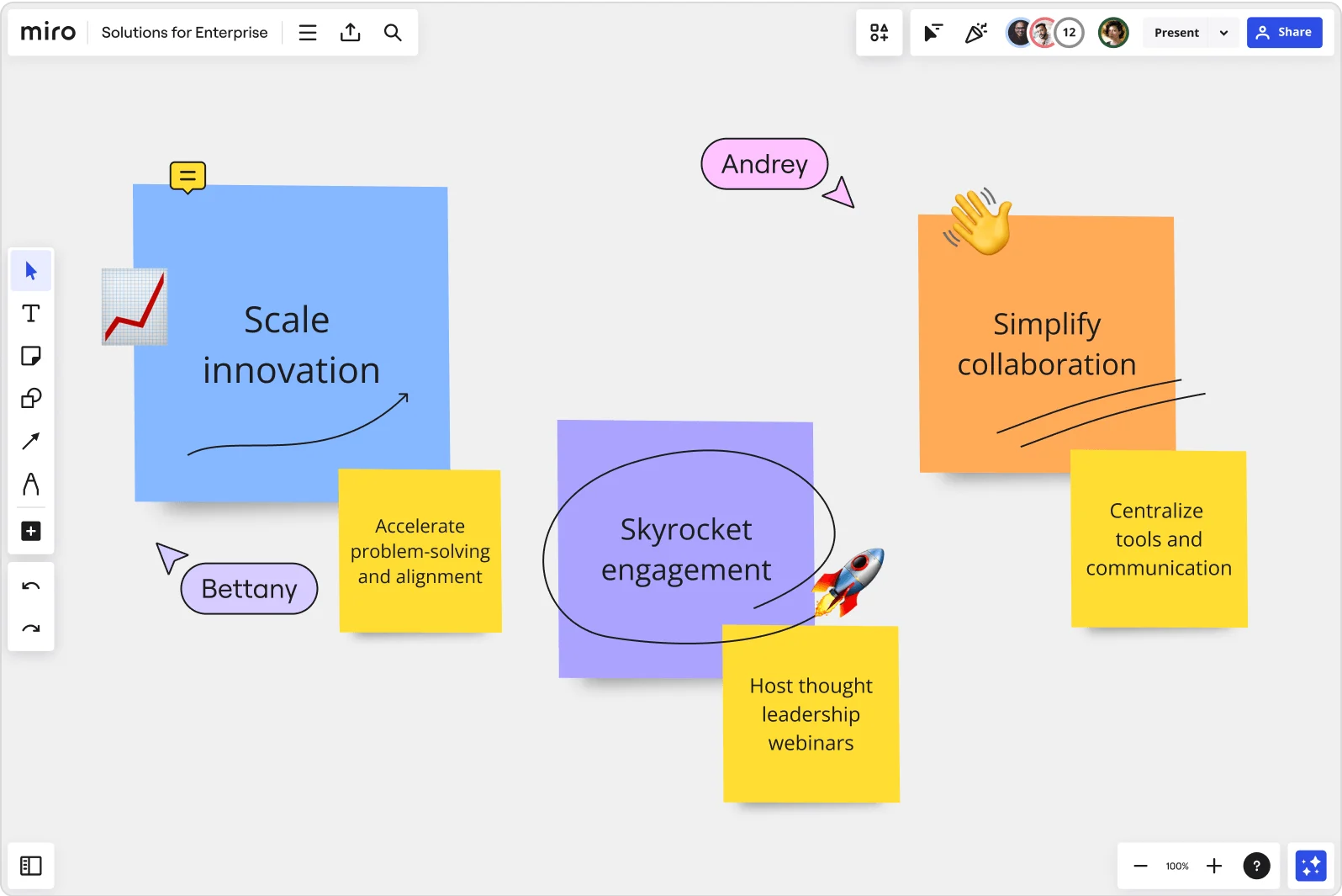 Image showing how easy it is to use stickies in Miro's concept map maker