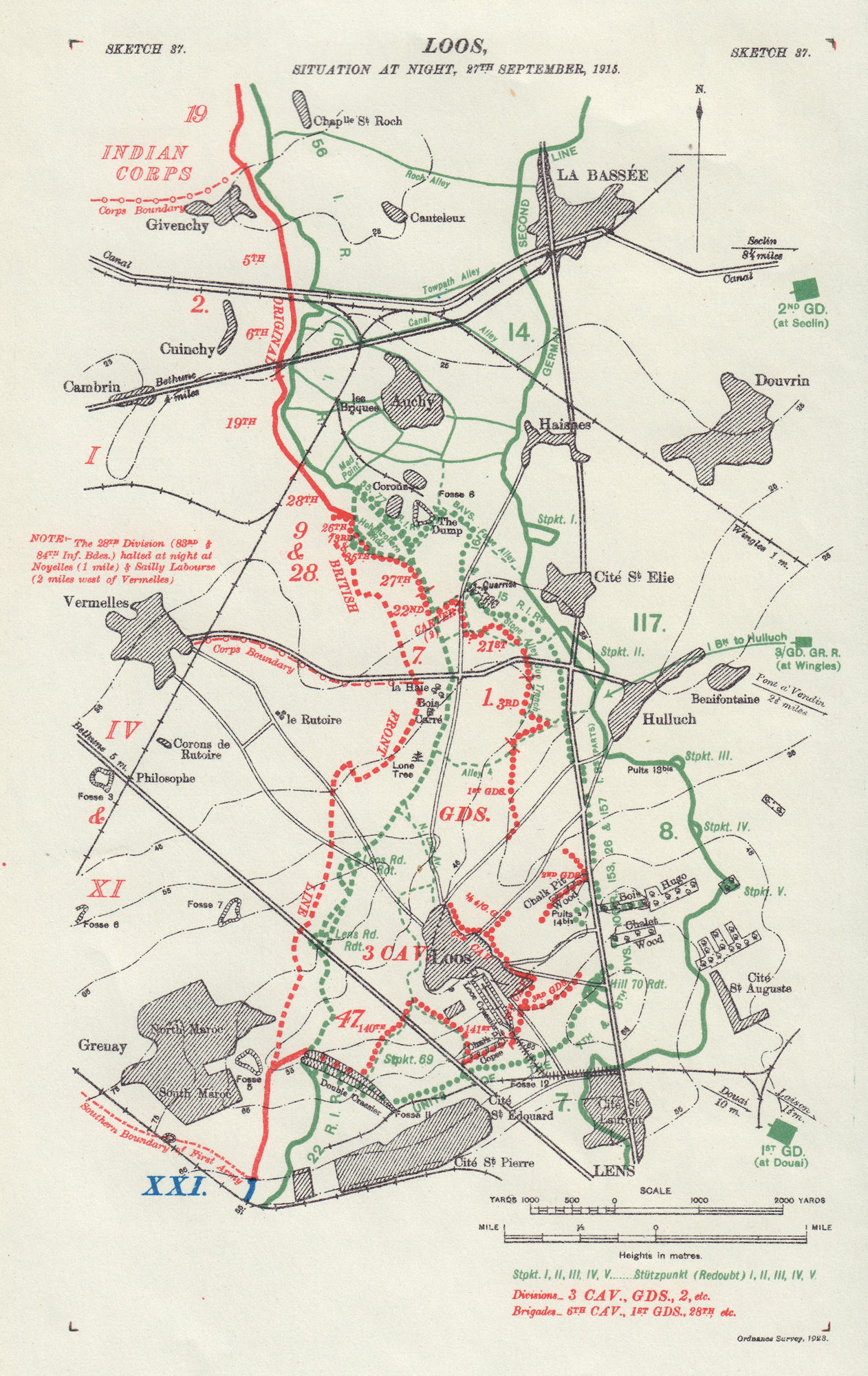 Battle of Loos, Situation at Night, 27th September 1915. WW1. Trenches ...