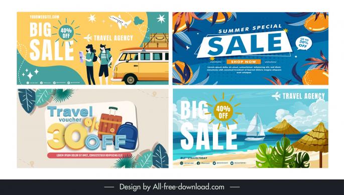 tourism sale banner templates collection elegant classic