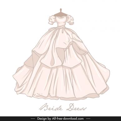 wedding dress template classical handdrawn