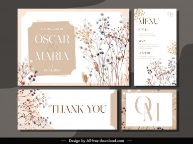 wedding invitation card templates elegant flowers decor