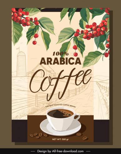 coffee banner template elegant classic farm scene cafe flowers