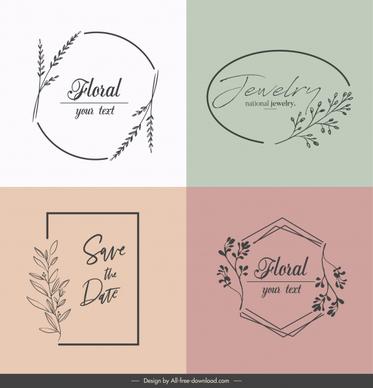 decorative logo templates elegant classic handdrawn flora sketch