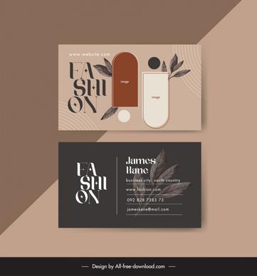 fashion business card template flat dark classic leaves