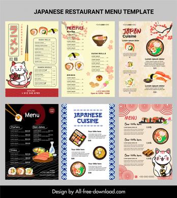 japanese restaurant menu templates collection elegant classic design 