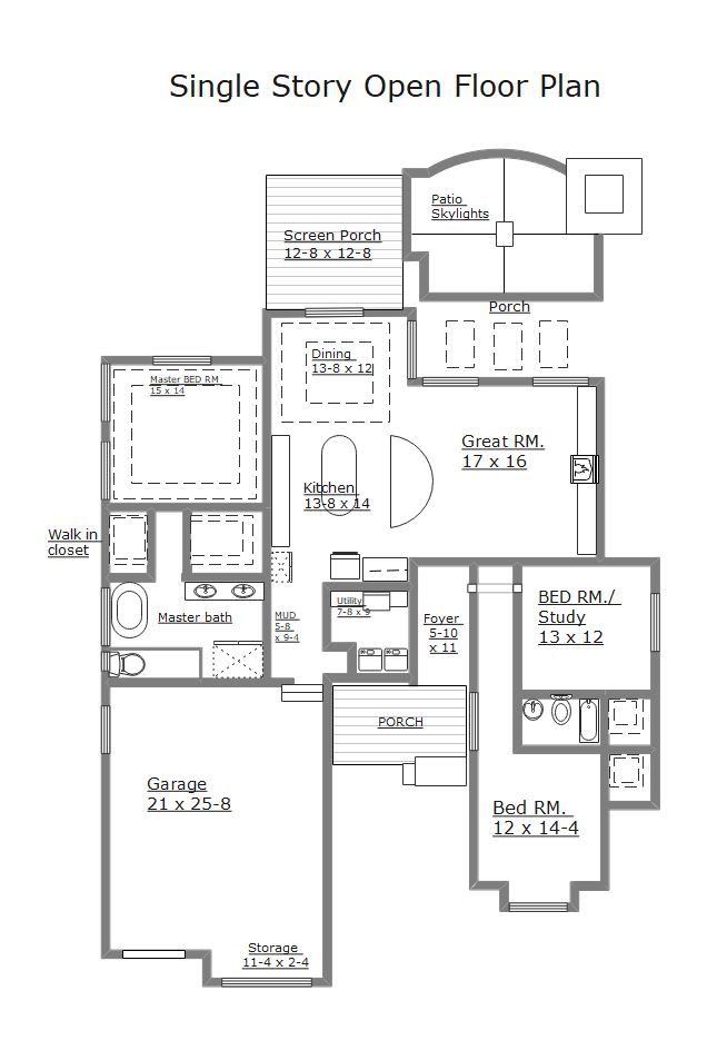 Single Story Open Floor Plan