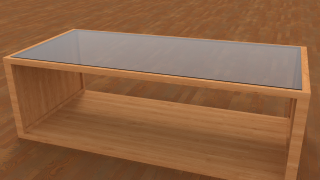 Tisch aus Glas und Holz 3d model