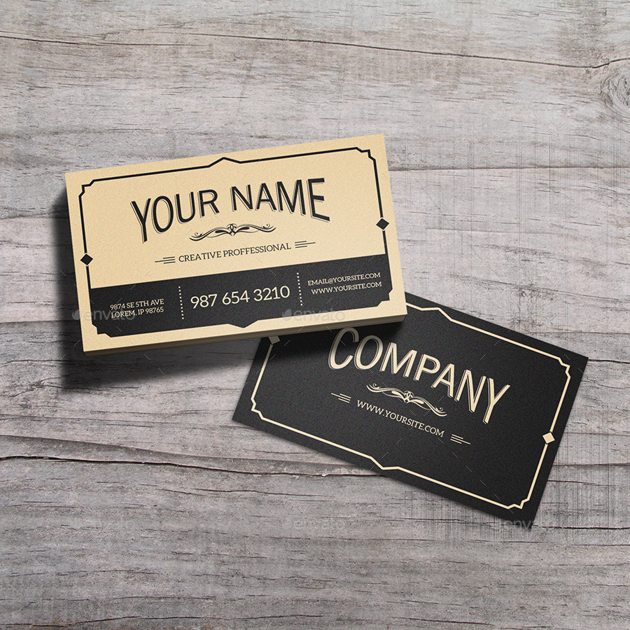 Vintage Business Card Design with Two Color Variations