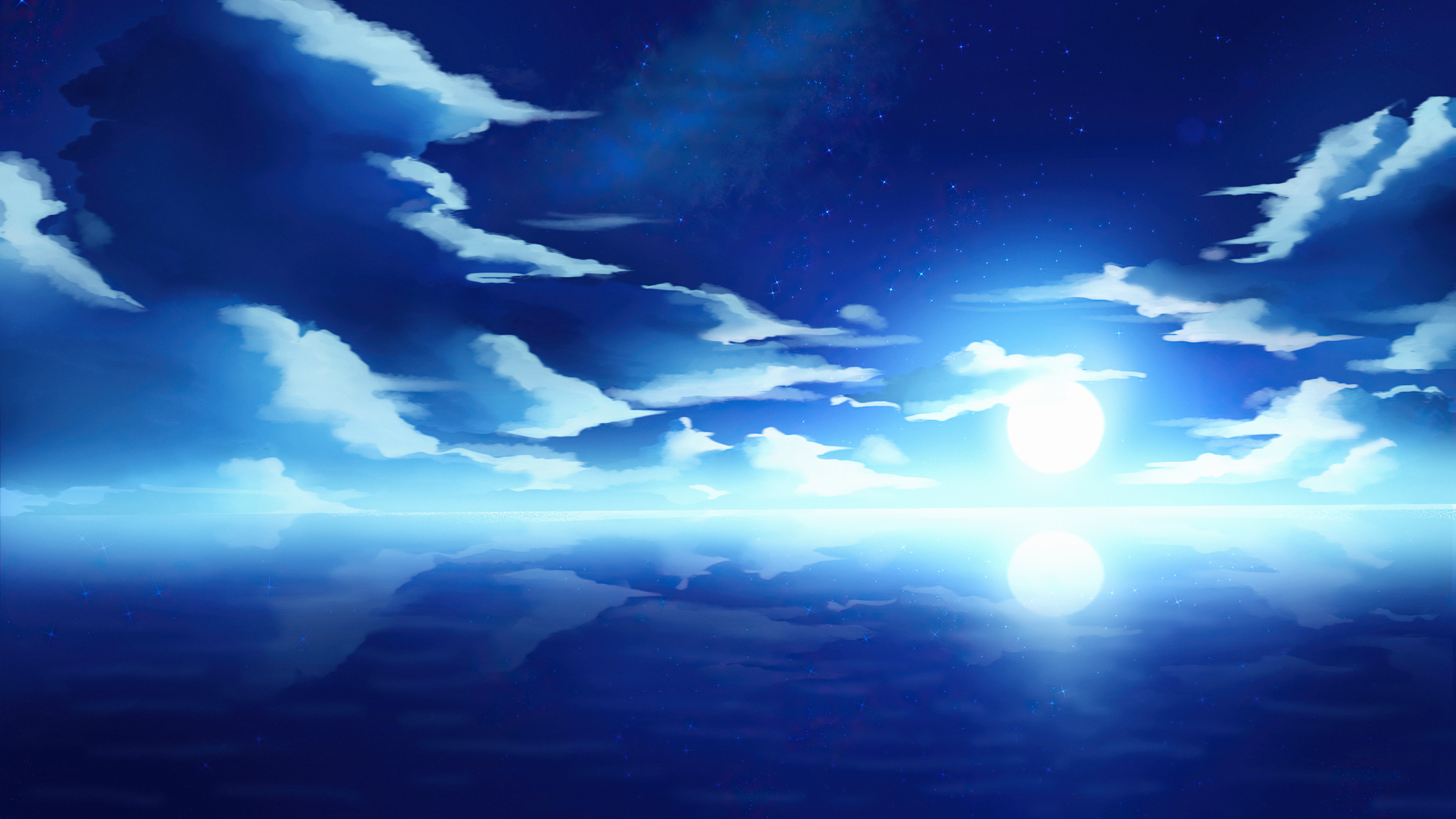 Anime ocean backgrounds night HD wallpapers  Pxfuel