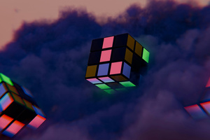 Cubes Floating In Air (1280x800) Resolution Wallpaper