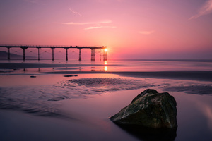 Pier Beach Sunset 4k (2932x2932) Resolution Wallpaper