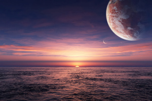 Planet Space And Sea Wallpaper