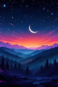 Night Sky Mountains Sunset (800x1280) Resolution Wallpaper