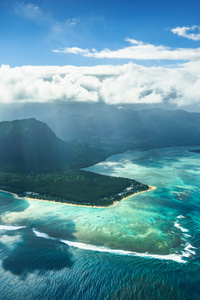 Ocean Beach Mountains (1080x2400) Resolution Wallpaper