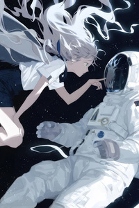 Anime Angel Girl In Space (1280x2120) Resolution Wallpaper