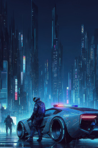 Cyberpunk Car In Motion (1080x2400) Resolution Wallpaper