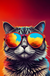 Cat In Colorful Sunglasses (800x1280) Resolution Wallpaper