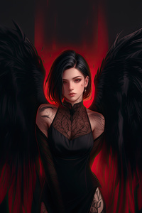 Dark Goth Angel (1280x2120) Resolution Wallpaper