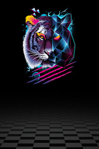 Dark Lion Retro 4k (1280x2120) Resolution Wallpaper