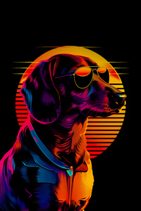 Dog Synthwave (720x1280) Resolution Wallpaper