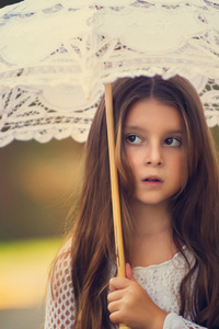 Little Girl With Umbrella (720x1280) Resolution Wallpaper